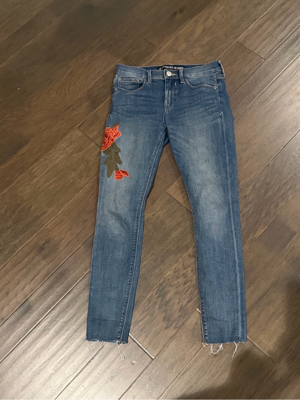 Express Mid Rise Ankle Legging Jeans (Size 4) Women’s Floral Embroidery